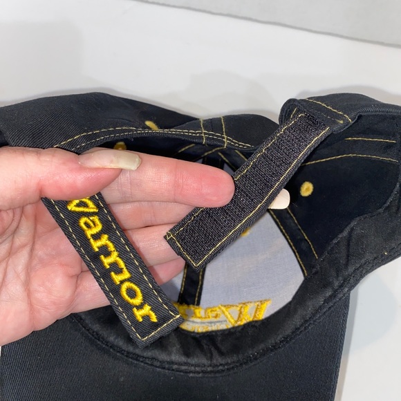Men’s Warrior Custom Golf Baseball Cap Hat o/s adjustable Black & Yellow - Picture 7 of 7